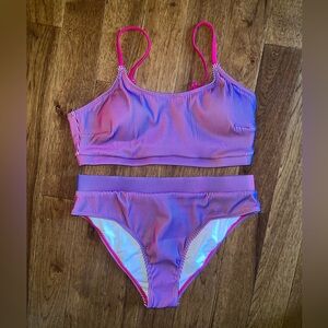 NWT Pink Gradient Adjustable Bikini Top & Retro Bottoms Set Size L
